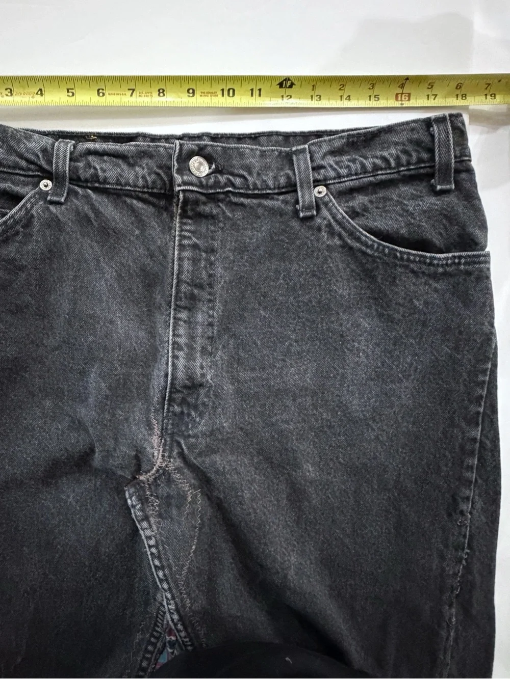 Vintage Levi's 550 Men's 38x32 Black Denim Patchwork Maxi Skirt Grunge Y2K